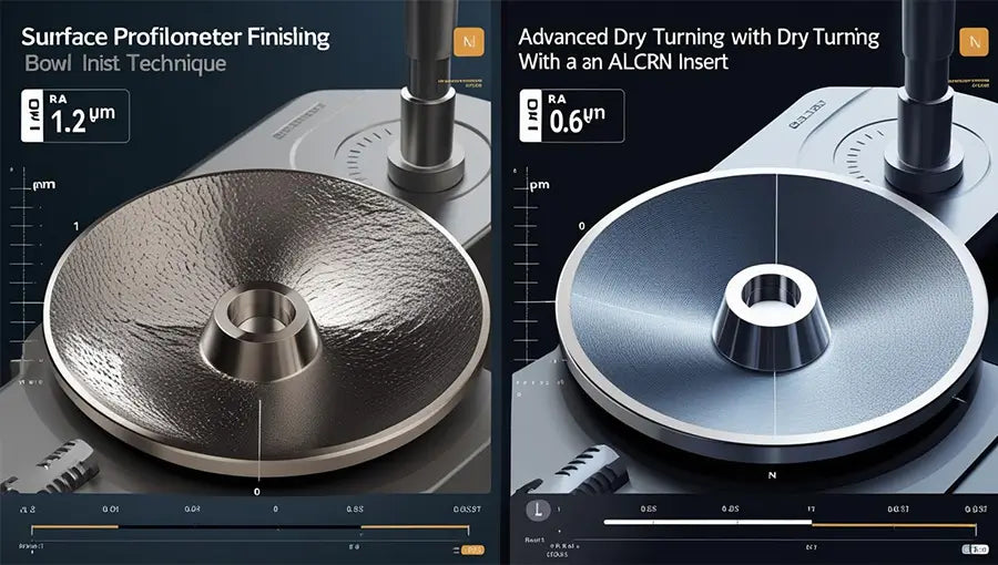 Surface profilometer results comparing different finishing techniques