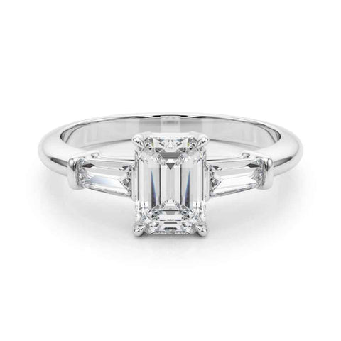 The Devon Emerald Cut and Baguette Diamond Engagement Ring | Lisa Robin