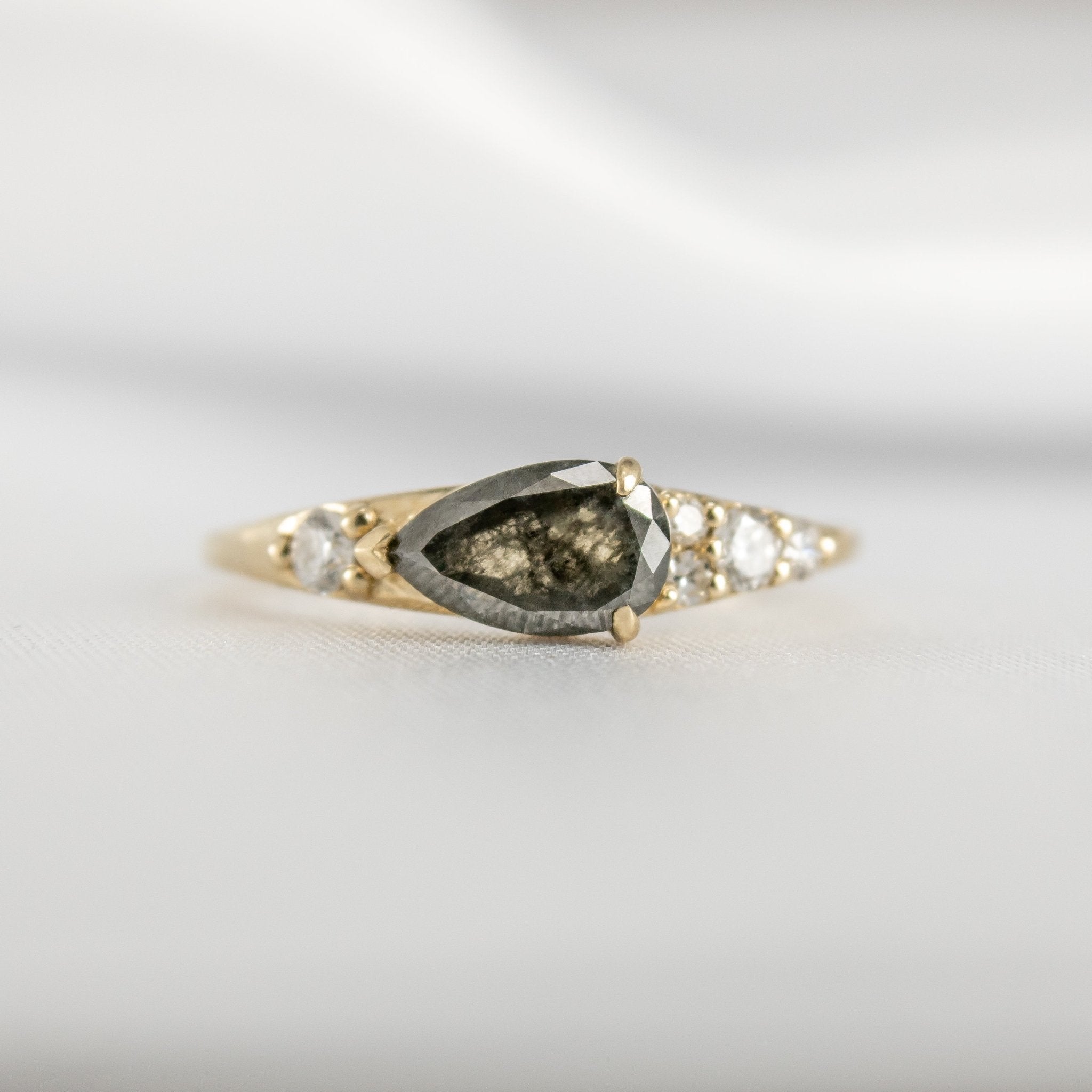 The Peyton Salt and Pepper Pear Diamond Ring