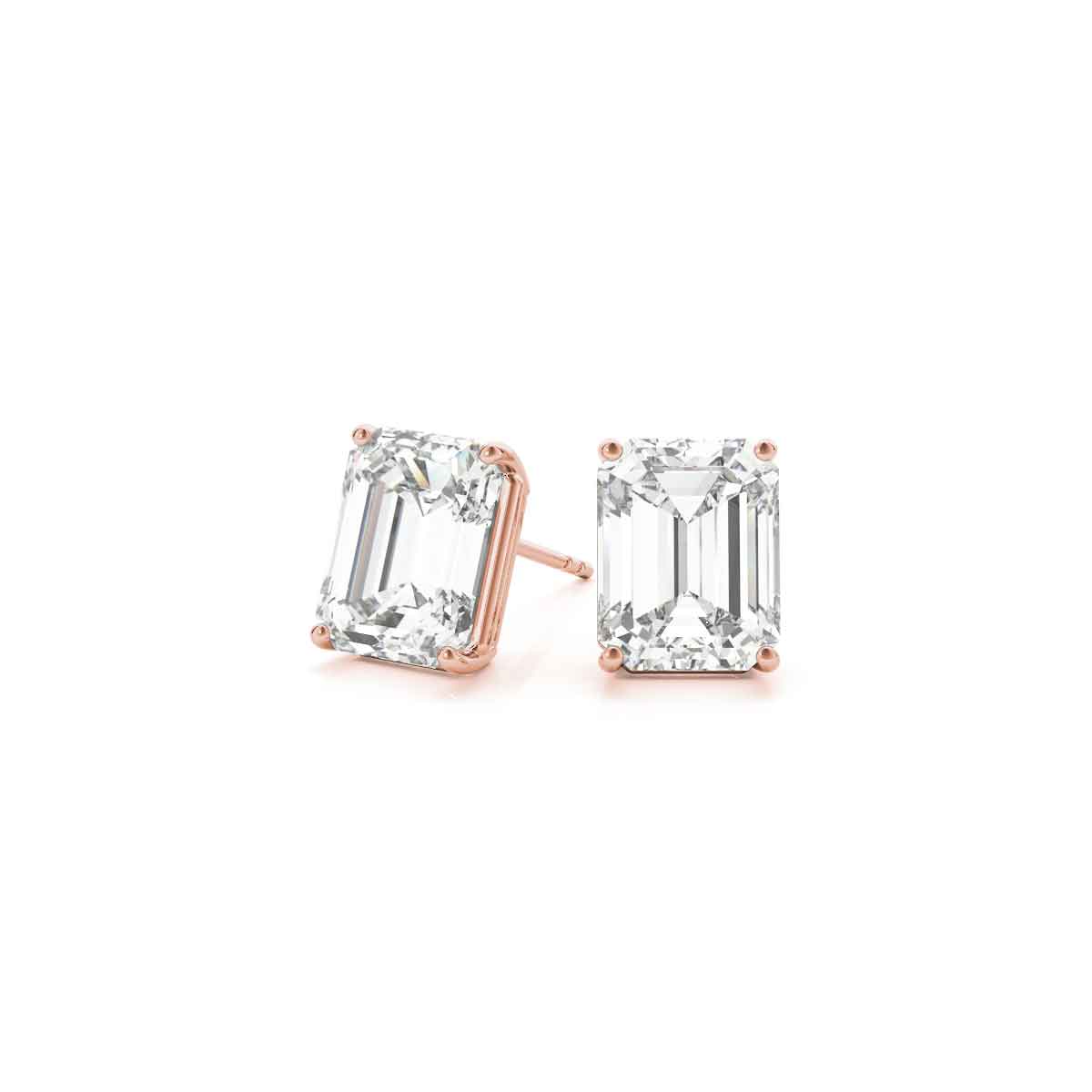 Sustainably Lab Created Emerald Cut Diamond Stud Earrings