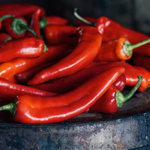 image of red goat horn peppers