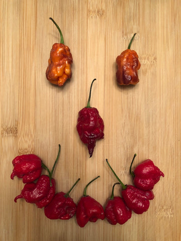 hot peppers arranged in a smiley face