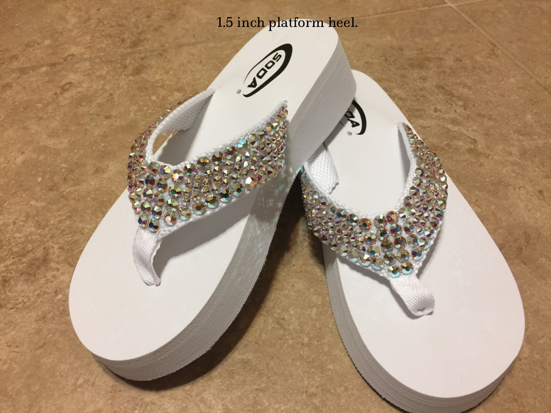 white wedding flip flops