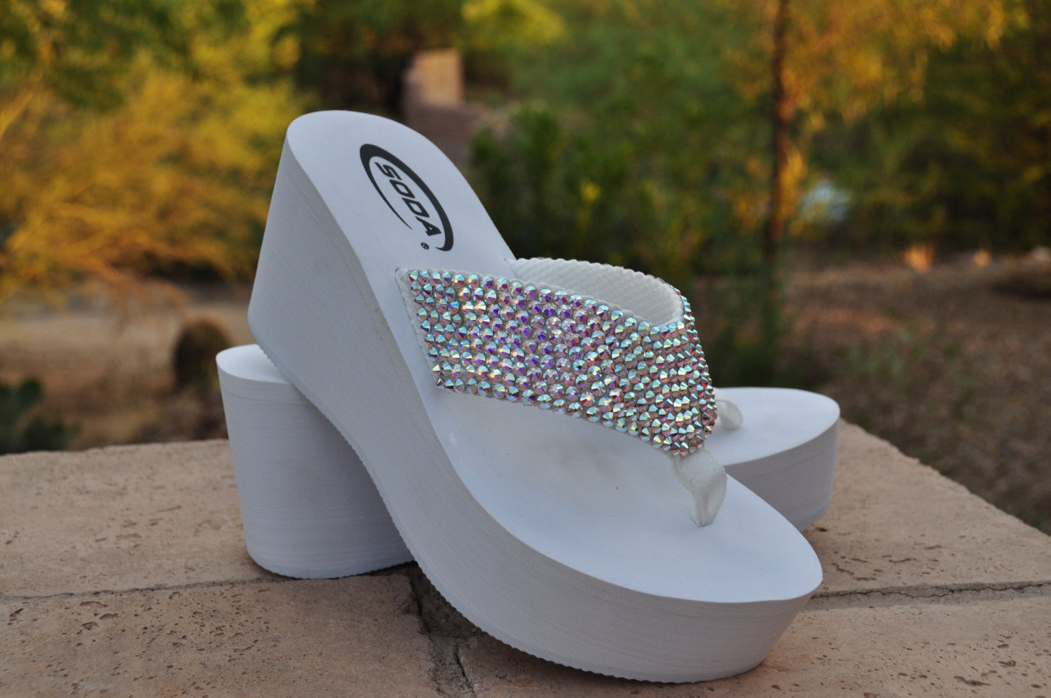 white platform flip flops wedding