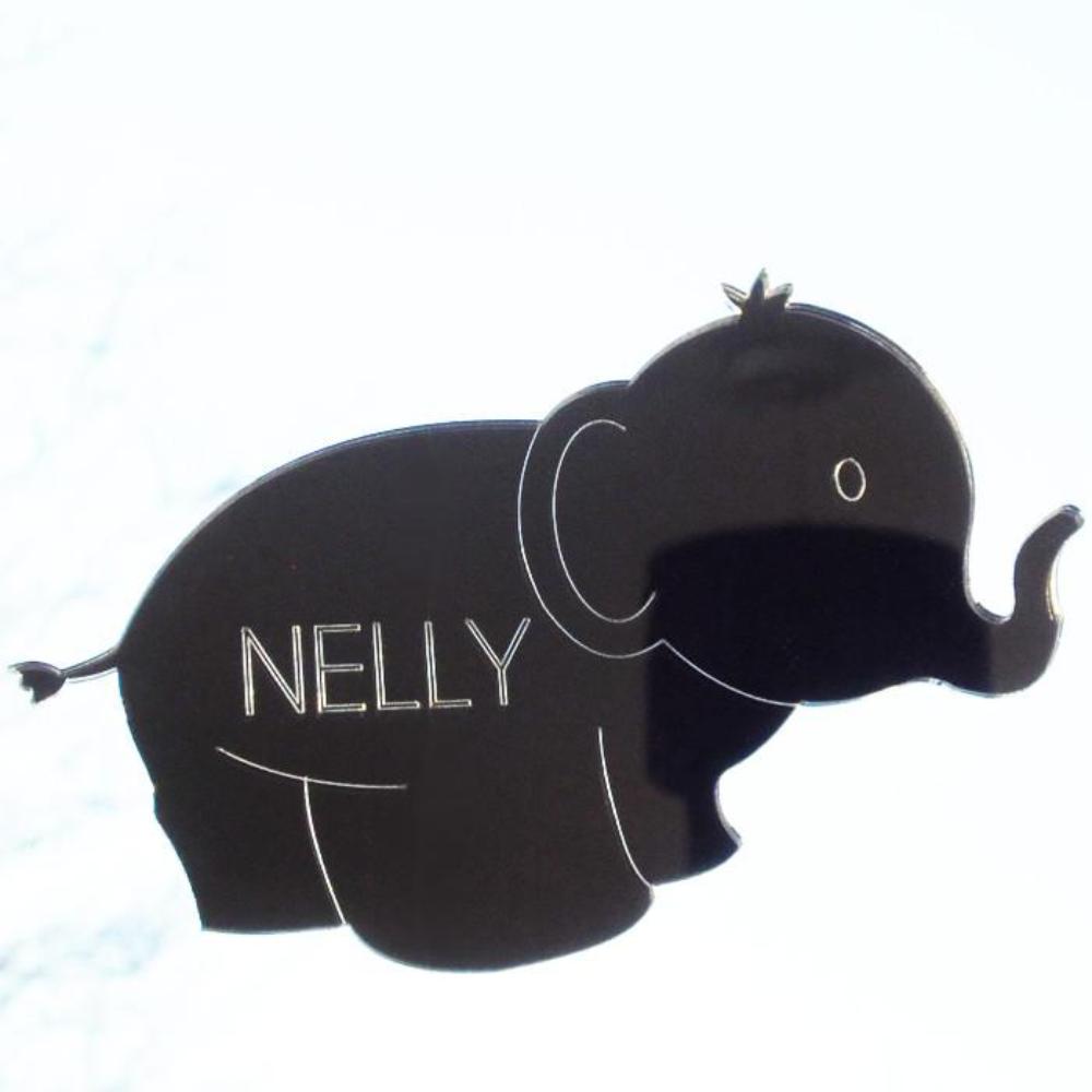 Cute Elephant Engraved Acrylic Mirrored Bedroom Door Sign