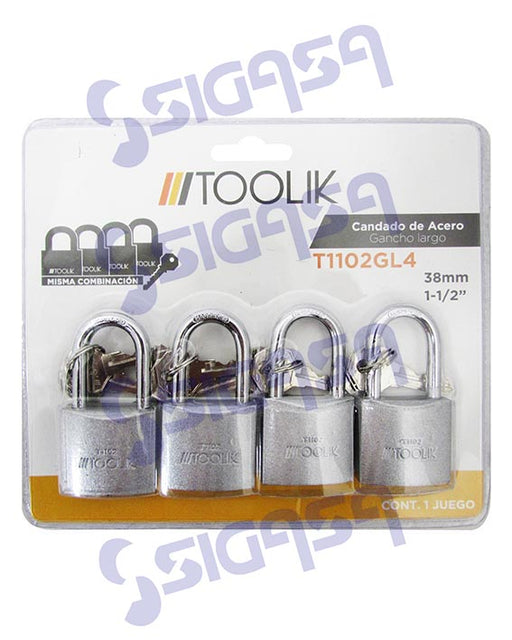 Juego Candados Acero Lock 45mm Gancho Largo Misma Llave (2 Pzas)