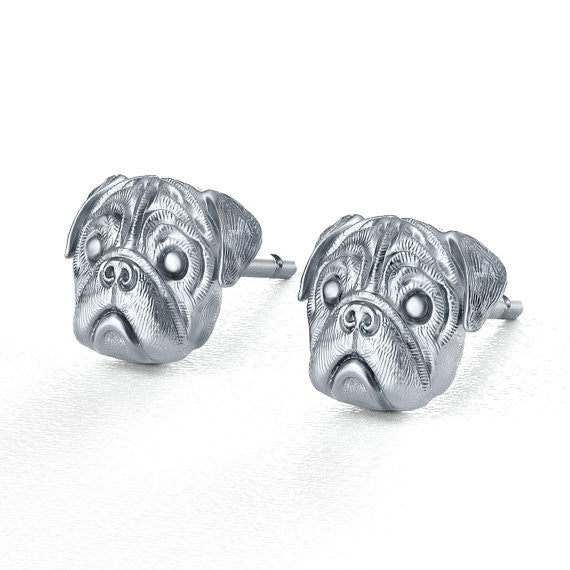 Pug Breed Jewelry Puppy Face Earring Studs – TINY BLING