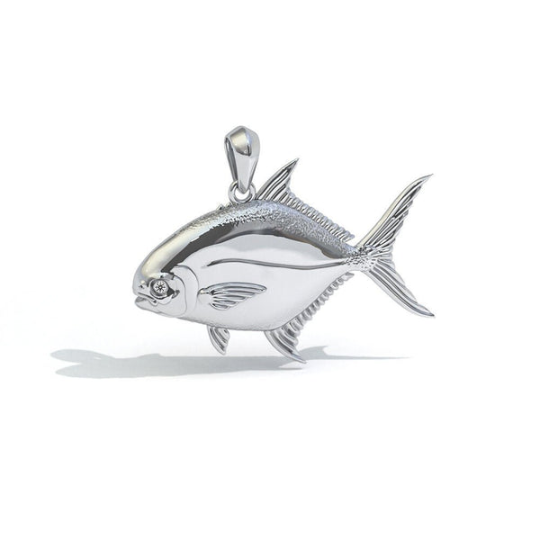 Sterling Silver Redfish 3D Pendant with Genuine Diamond Eyes and Black –  TINY BLING