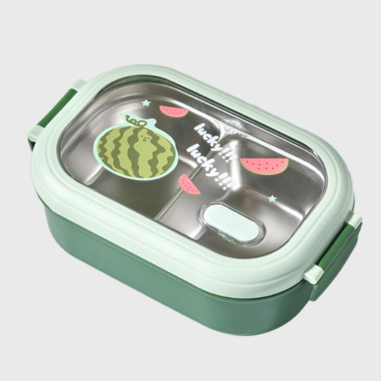 Caserola Container Pentru Pranz, Caserola Lunch Box Pentru Studenti, Din Plastic Pp, Pentru Scoala, Compartiment Metalic In Interior, 22.5 X 14.5 X 8 Cm, Verde
