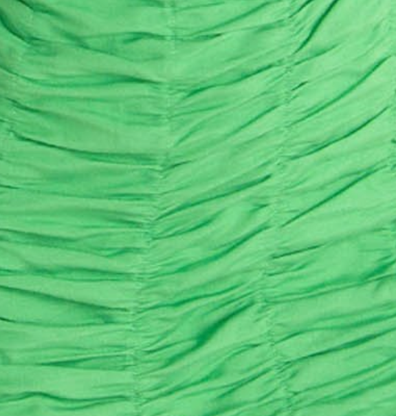 Ruched mini dress in green.