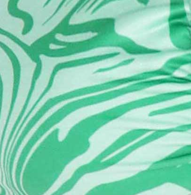 Green swirl print bikini top and bottom.