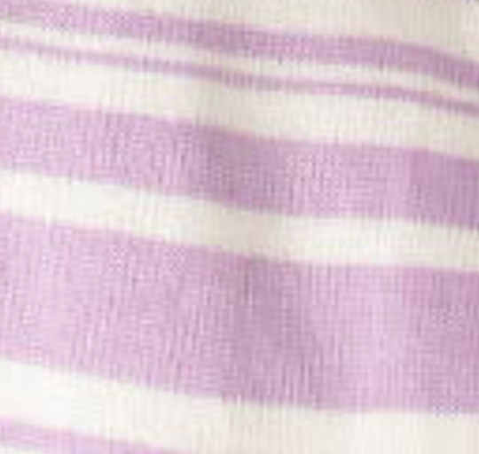 Long sleeve knit top in lilac stripe.