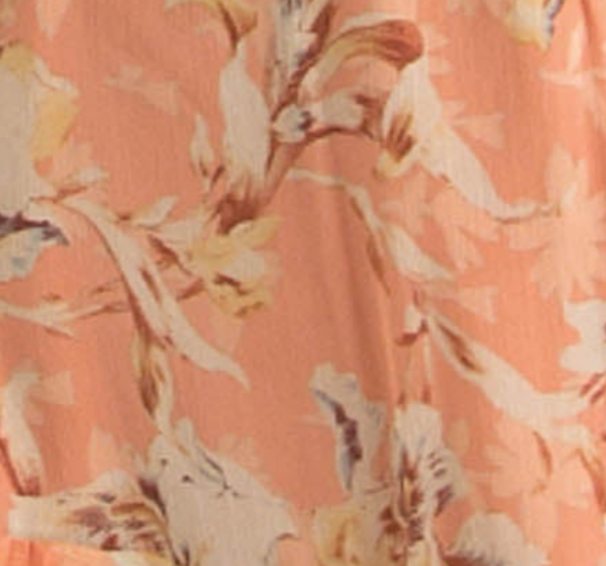 Long sleeve mini dress in peach floral.