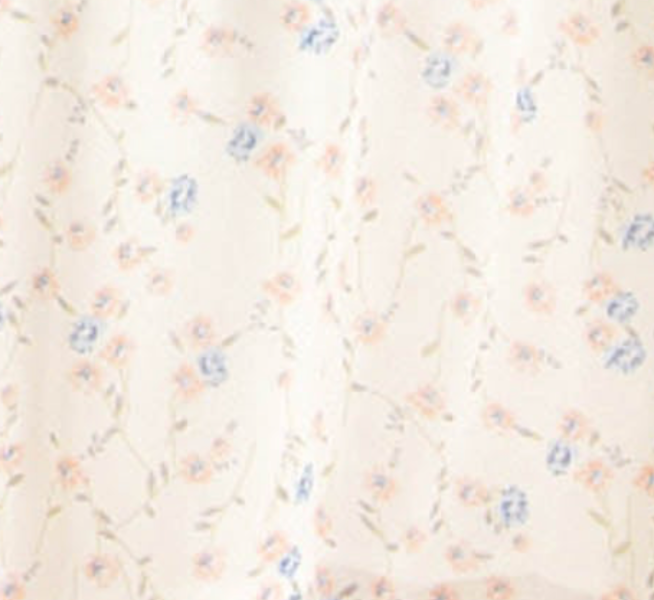 Chiffon mini dress in a white floral fabric.