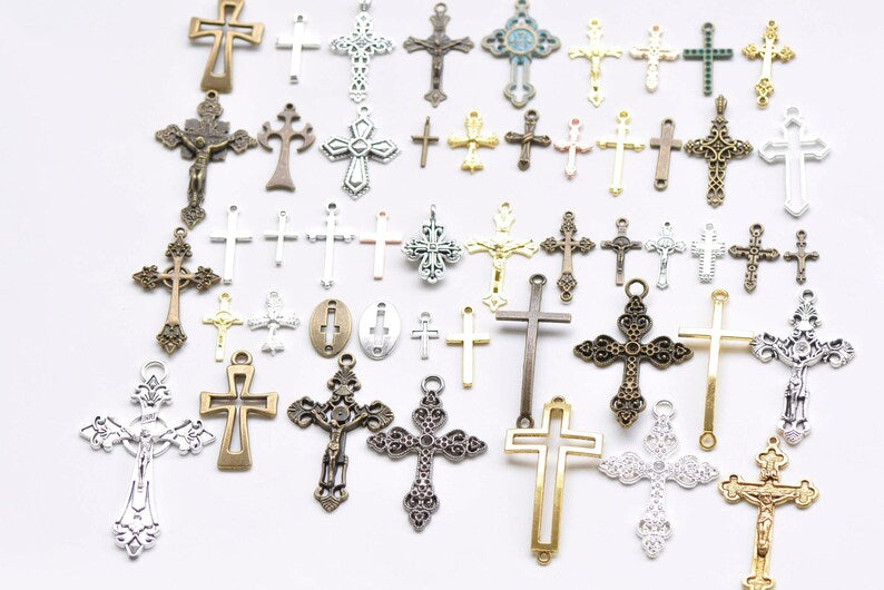 Antique Bronze/Silver Cross Charms Pendants Mixed Style Mixed Color