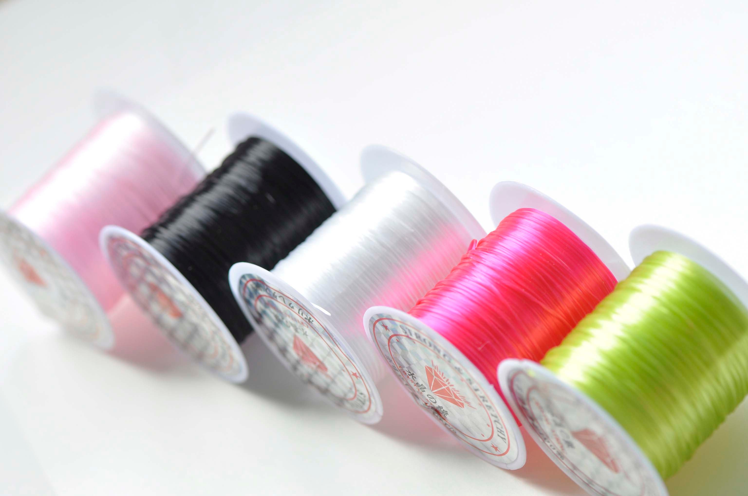 Stretchy Thread for Stretchy Bracelet Making: White Pink & 