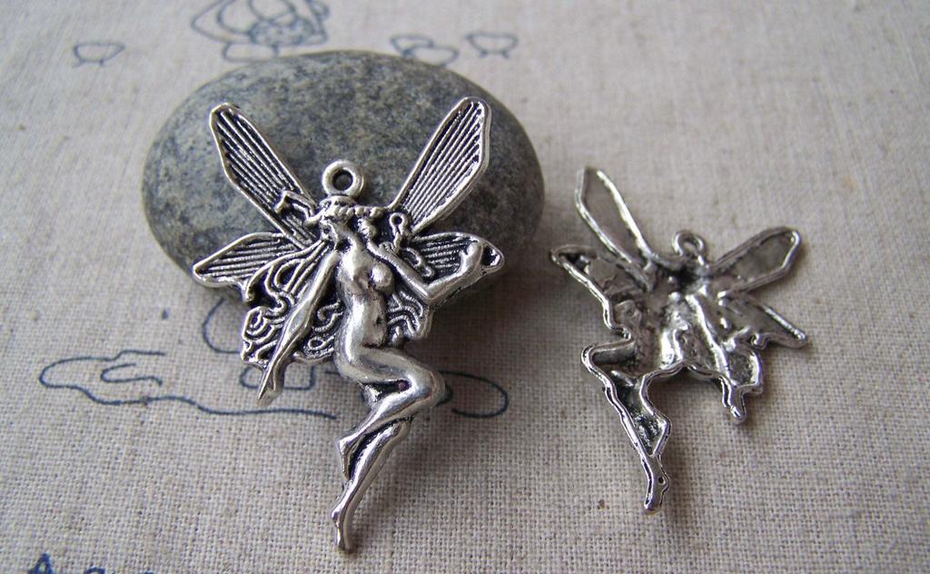 10 Pcs Antique Silver Naked Fairy Charms Size 29x43mm A1966