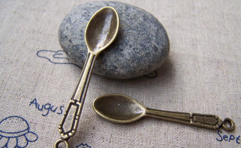 Antique Silver Soup Spoon Pendants Charms 12x41mm Set of 20 A7840