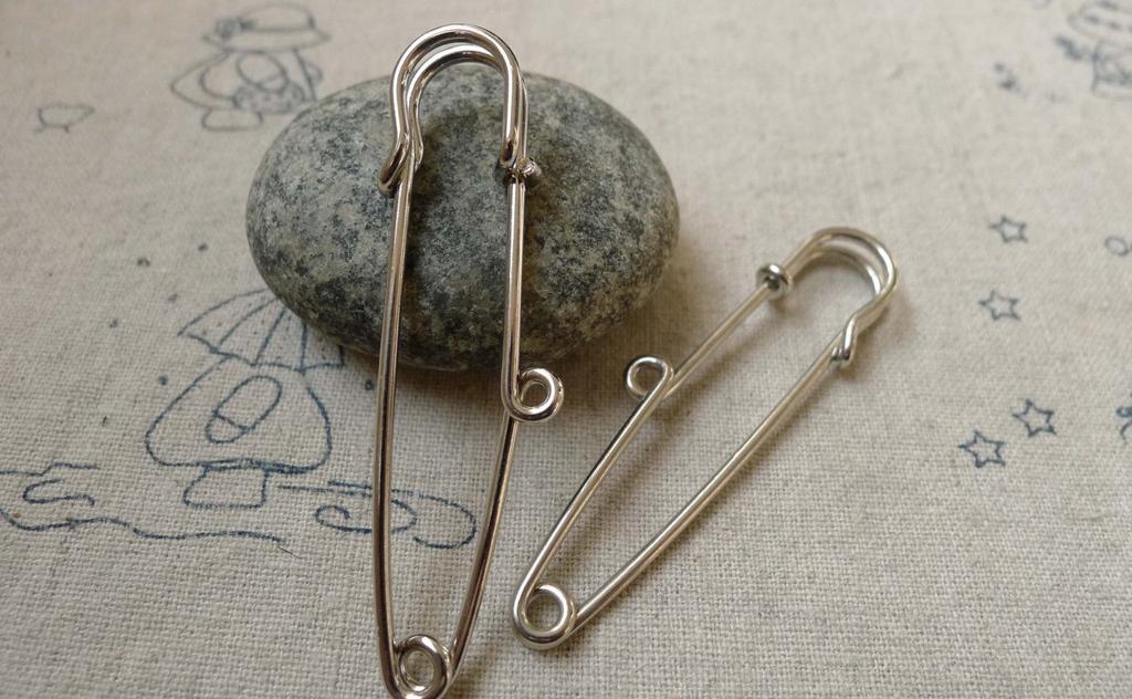 10 pcs Platinum Tone One Loop Kilt Safety Pins Brooch A6180