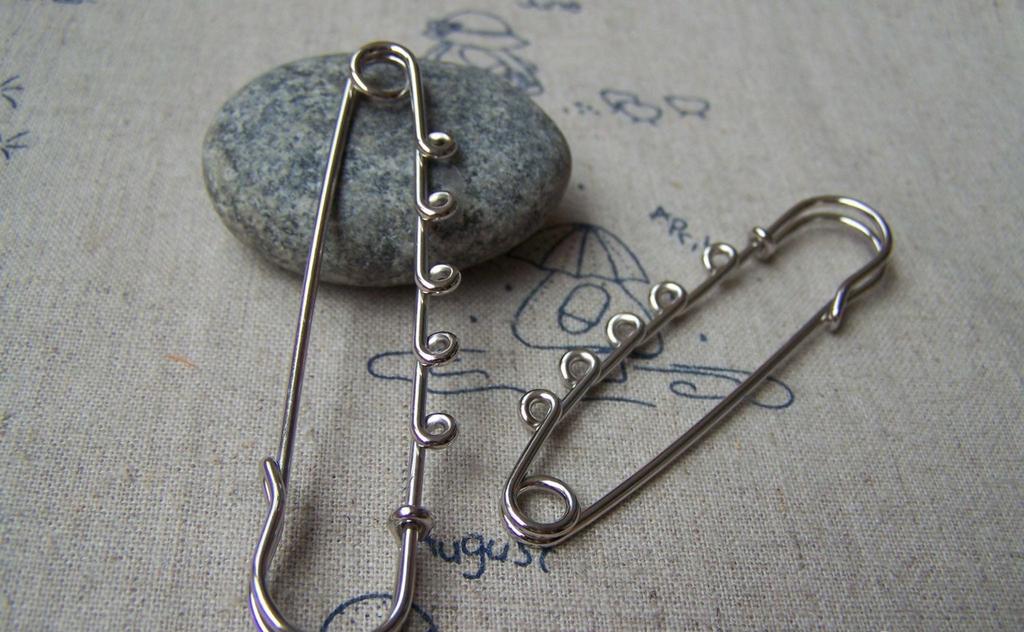 10 pcs Silver Five Loops Kilt Safety Pins Broochs 17x75mm A3880 – VeryCharms
