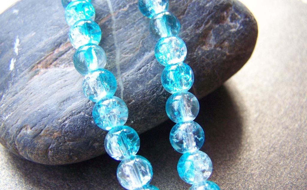 31 inches Strand (100 pcs) Blue Color Crackle Glass Beads 8mm A3906 –  VeryCharms