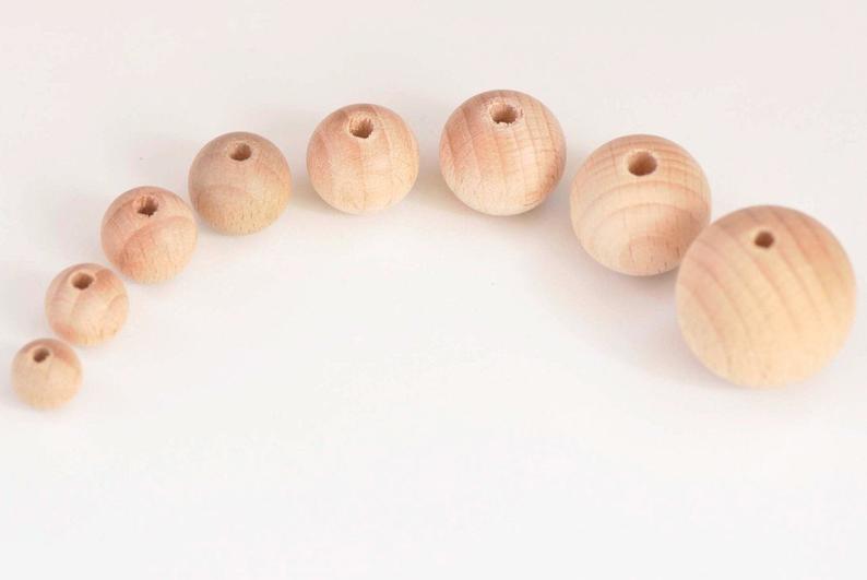 16mm Natural Beech Wood Round Beads