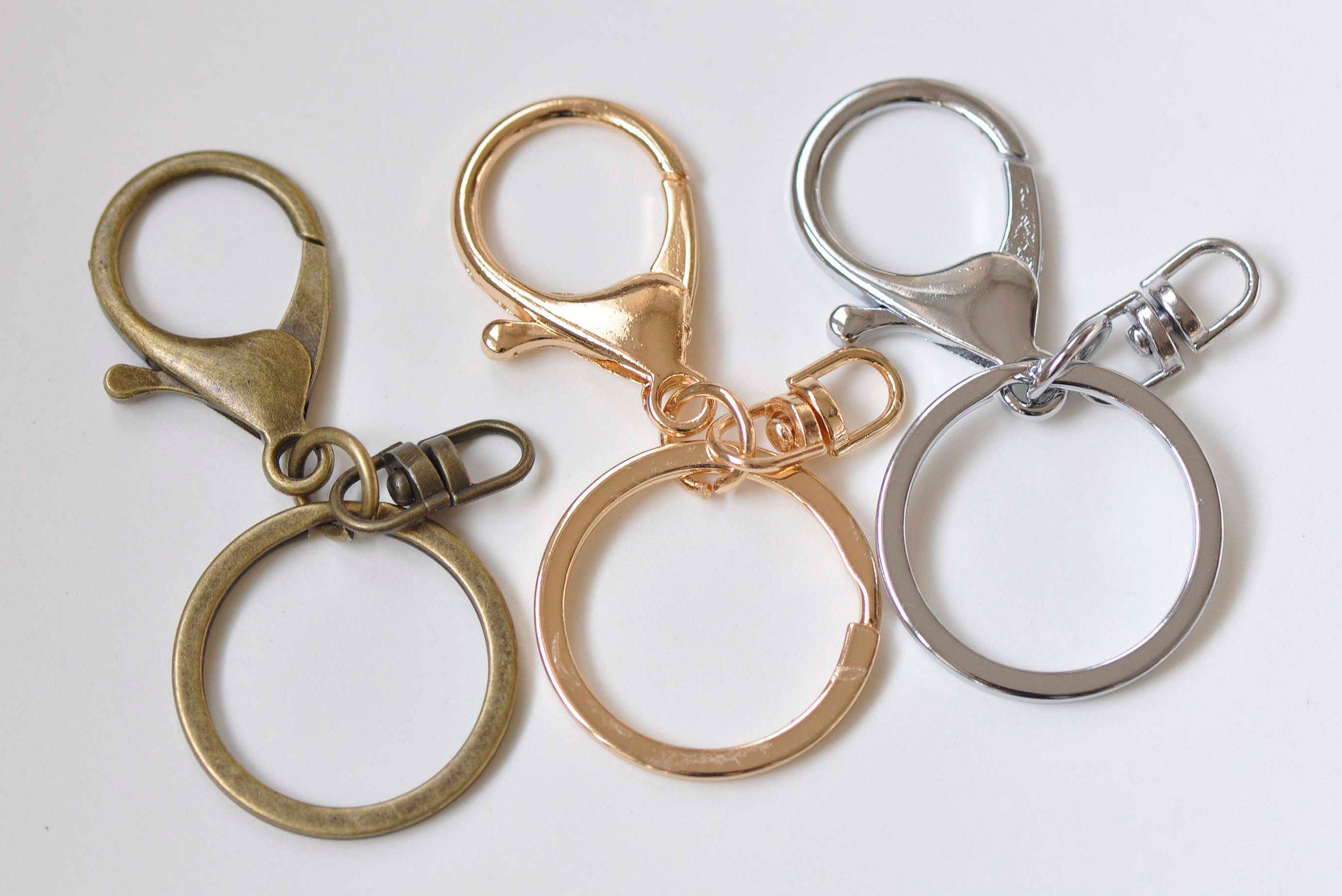 10 pcs Large Keychain Key Ring Clasps Antique Bronze/Light Gold/Rhodiu ...