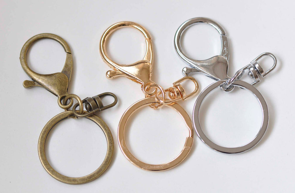 10 pcs Large Keychain Key Ring Clasps Antique Bronze/Light Gold/Rhodiu ...