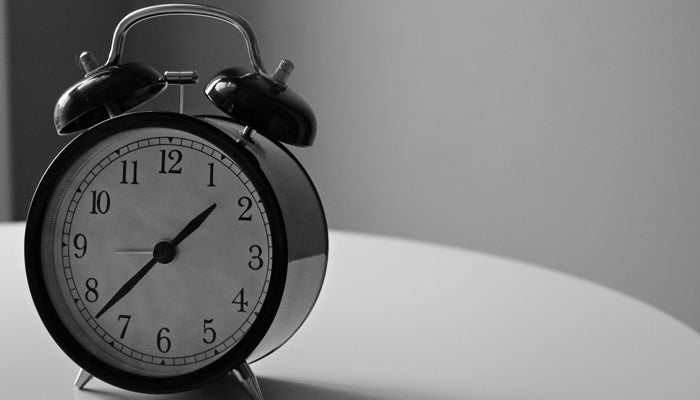 Black and white alarm clock
