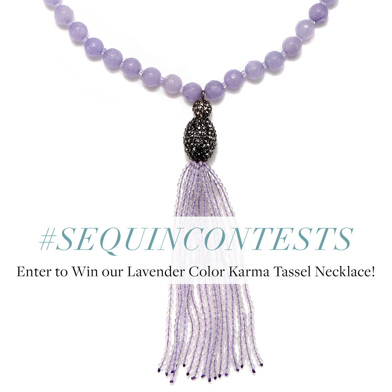 Enter our Instagram Contest to Win the Lavender Color Karma Tassel Necklace!