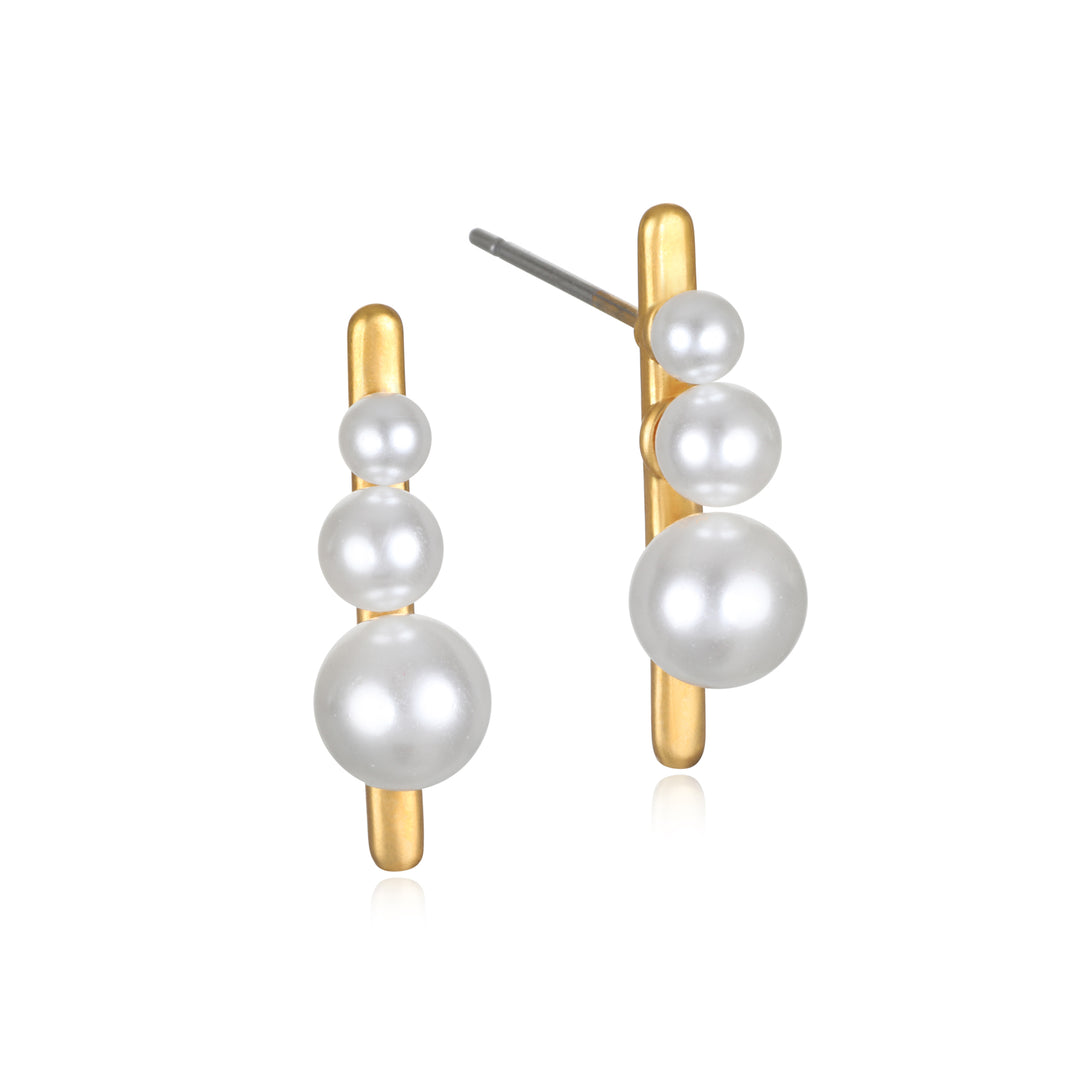Charlotte Graduated Pearl Earrings | Sequin