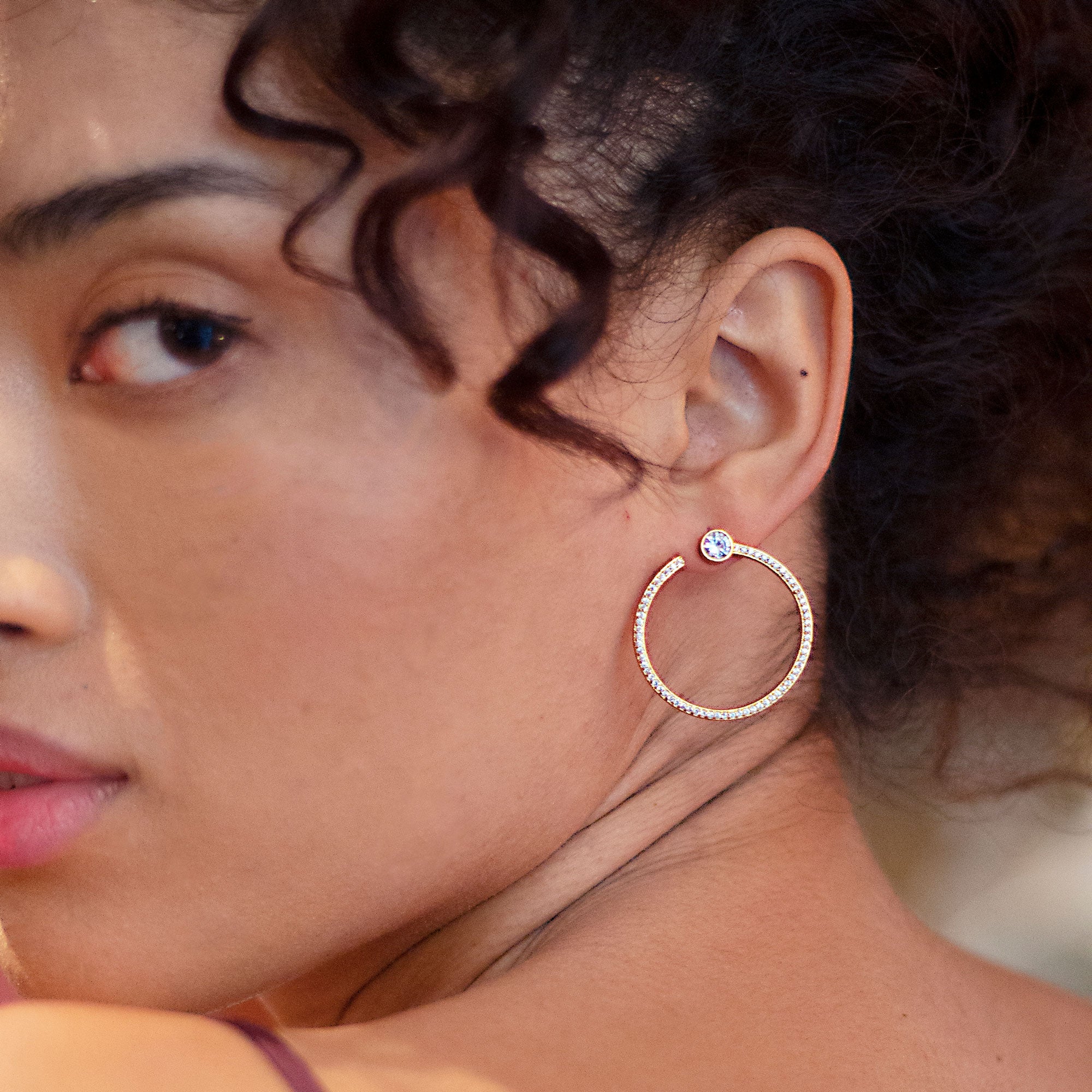 Stardust Pave Hoop Earrings