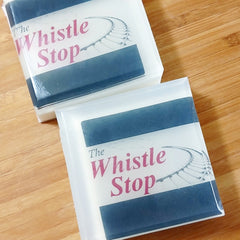 The Whistle Stop, Middletown, DE Logo in a bar of soap - made by sunbasilgarden.com