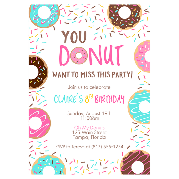 Donut Birthday Party Invitation The Invite Lady