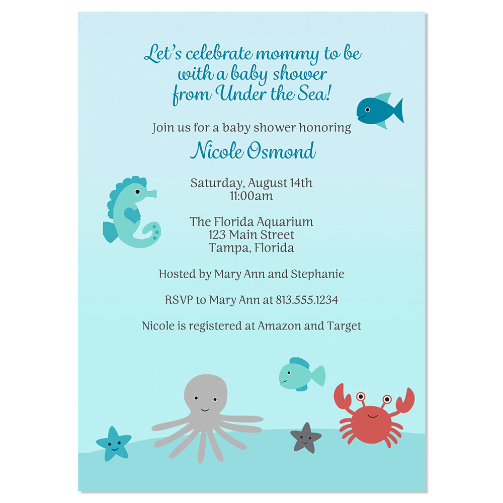 Sea Buddies, Baby Shower Invitation