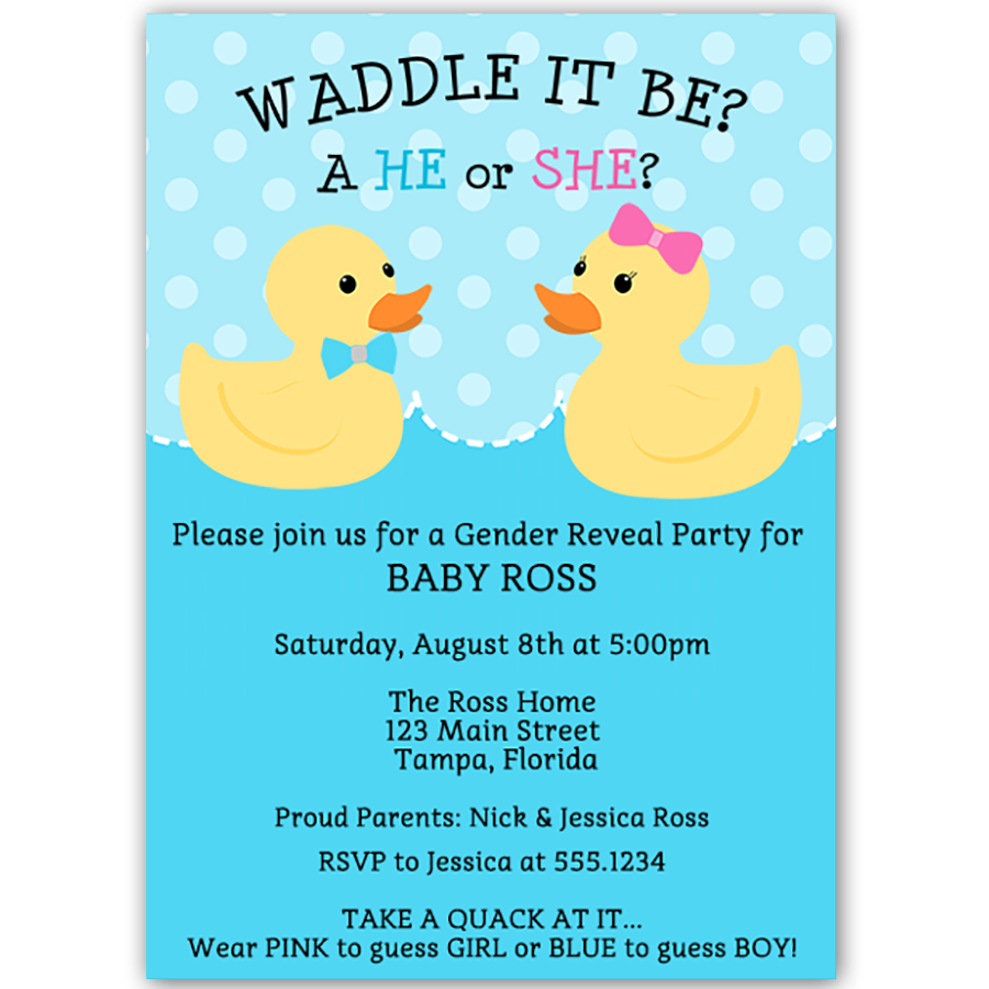 Waddle It Be Gender Reveal Party Invitation The Invite Lady 8155