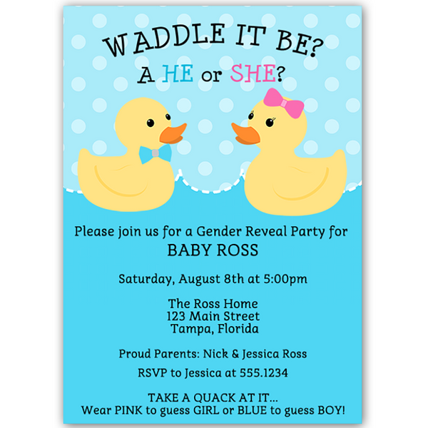 Waddle It Be Gender Reveal Party Invitation The Invite Lady 