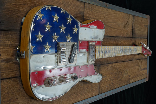 McSwain Guitars Annouces New Model T Red, White & Bullets Guitar with Wall Mount!