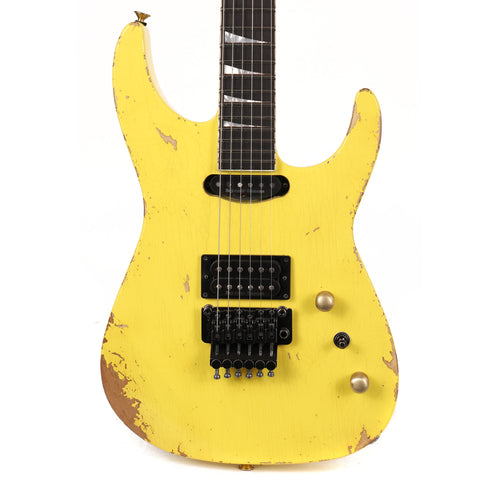 Jackson Custom Shop Music Zoo Exclusive Nitro Aged SL2H-V Soloist Canary Yellow Reverse Headstock