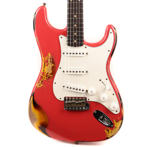 Fender Custom Shop 1962 Stratocaster Heavy Relic Fiesta Red over 3-Tone Sunburst Reverse Headstock