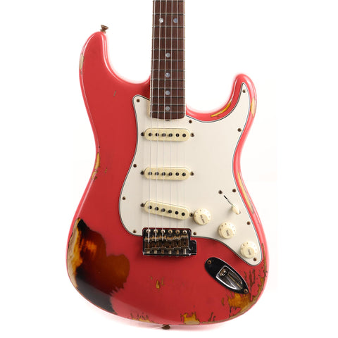Fender Custom Shop Limited Edition 1967 Stratocaster Heavy Relic Aged Fiesta Red over 3-Tone Sunburst