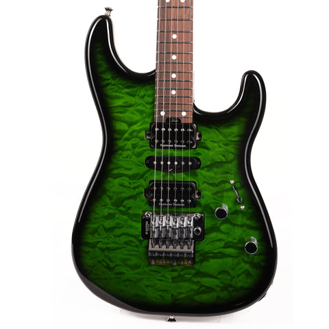 Charvel MJ San Dimas Style 1 HSH FR PF QM Transparent Green Burst