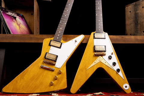 Gibson custom shop collectors edition 1958 korina flying v and explorer - the Music zoo