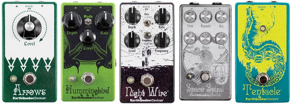 New Earthquaker Effects Pedals - Arrows V2, Hummingbird V4, Night Wire V2, Space Spiral V2, & Tentacle V2