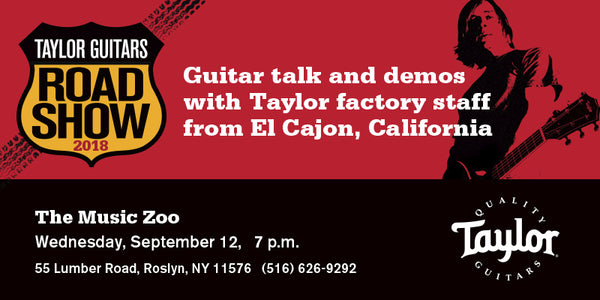Taylor Guitars Road Show - Wednesday September 12 at The Music Zoo!