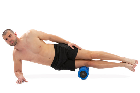 man using prosourcefit foam roller for lat muscles