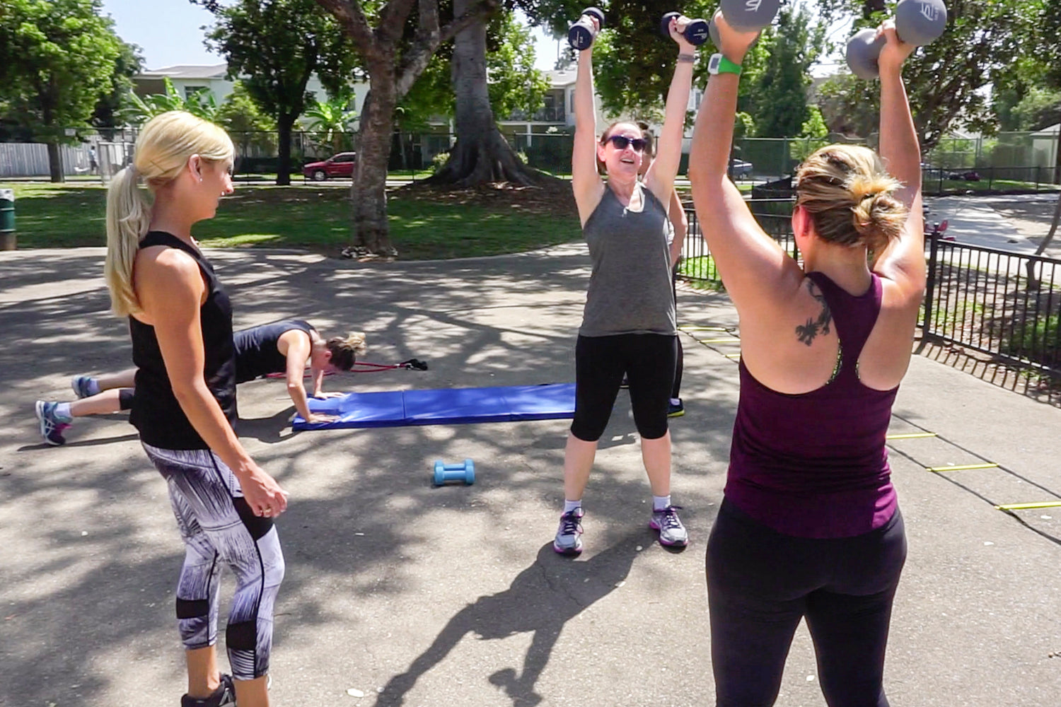 Bridesmaids working out together with prosourcefit products