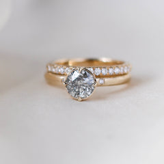 Round salt and pepper diamond ring