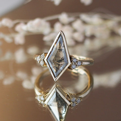 Kite salt and pepper diamond ring