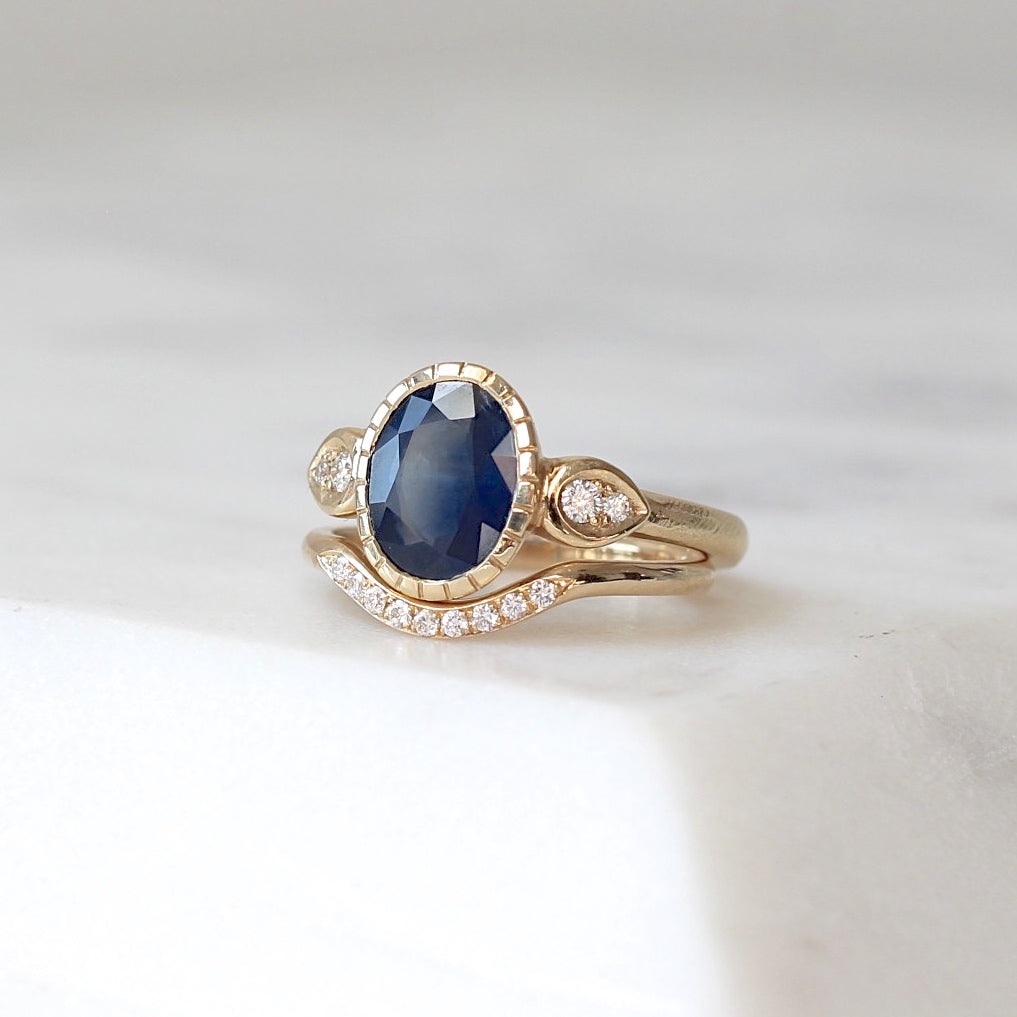 Deep Blue Sapphire Sun Ring | Yuliya Chorna Jewellery